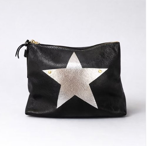 The Metallic Star Makeup Clutch In Black