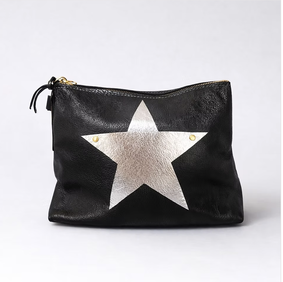 The Metallic Star Makeup Clutch In Black